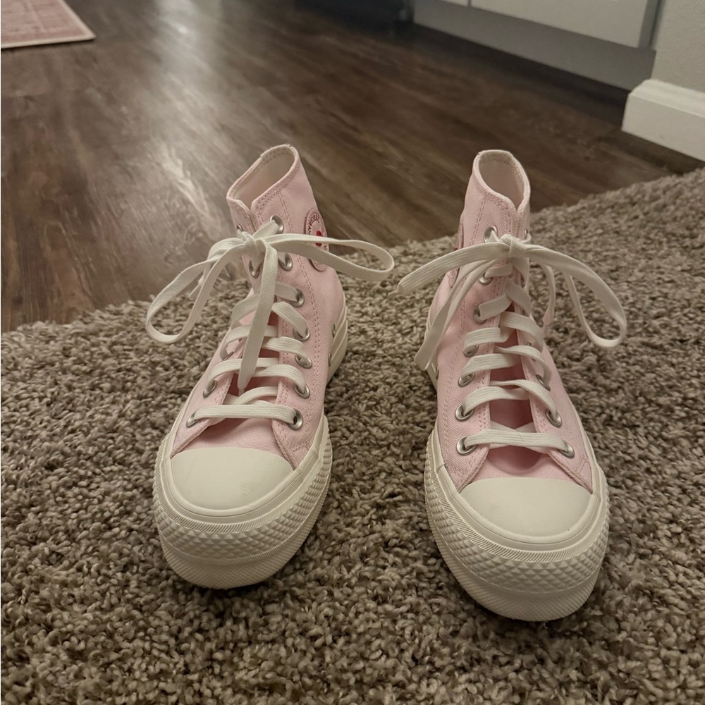 Converse Pink and White High-Top Sneakers -Valentine’s Day edition